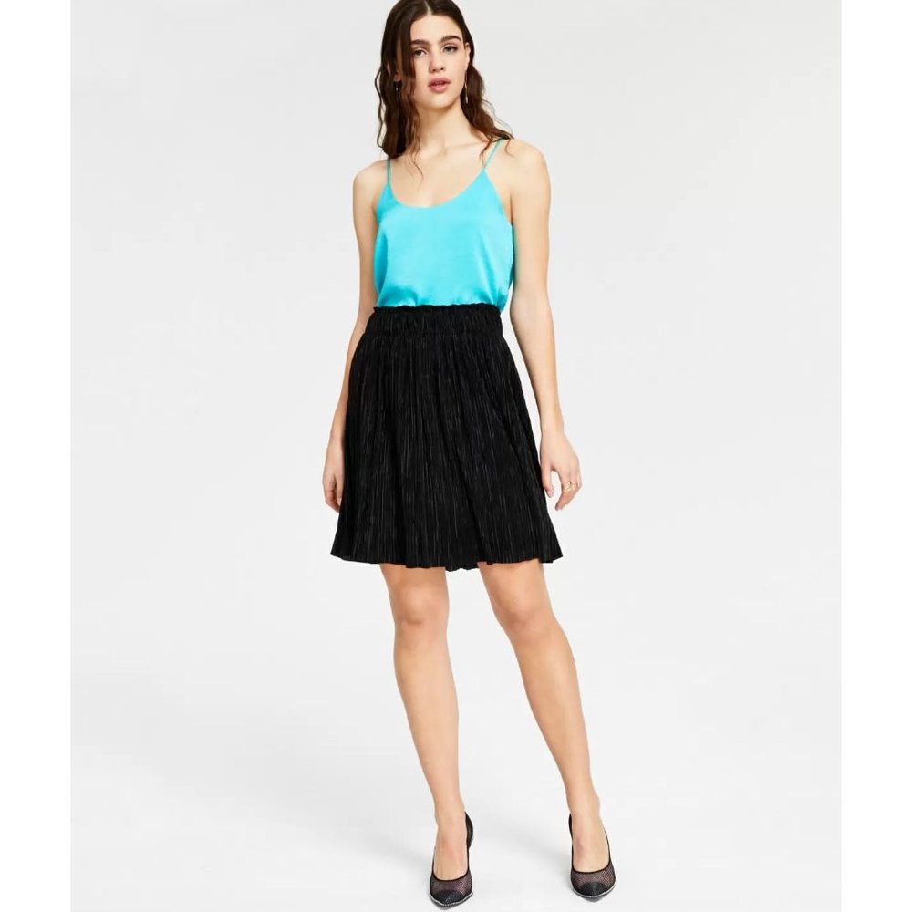 Bar III Pleated Pull-On Skirt, Black - Large